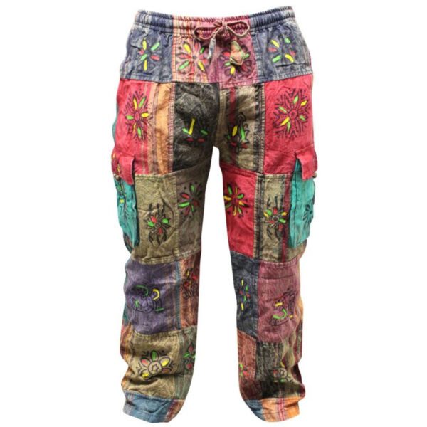 Mens Summer Hippie Cargo Pockets Combat Trousers