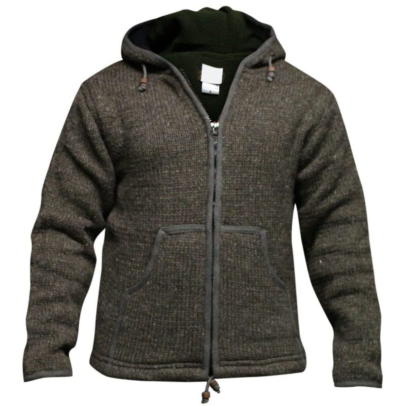 Shopoholc Fashion Plain Colors Fleece Lined Knitted Woolen Hooded Jacket/Jumper