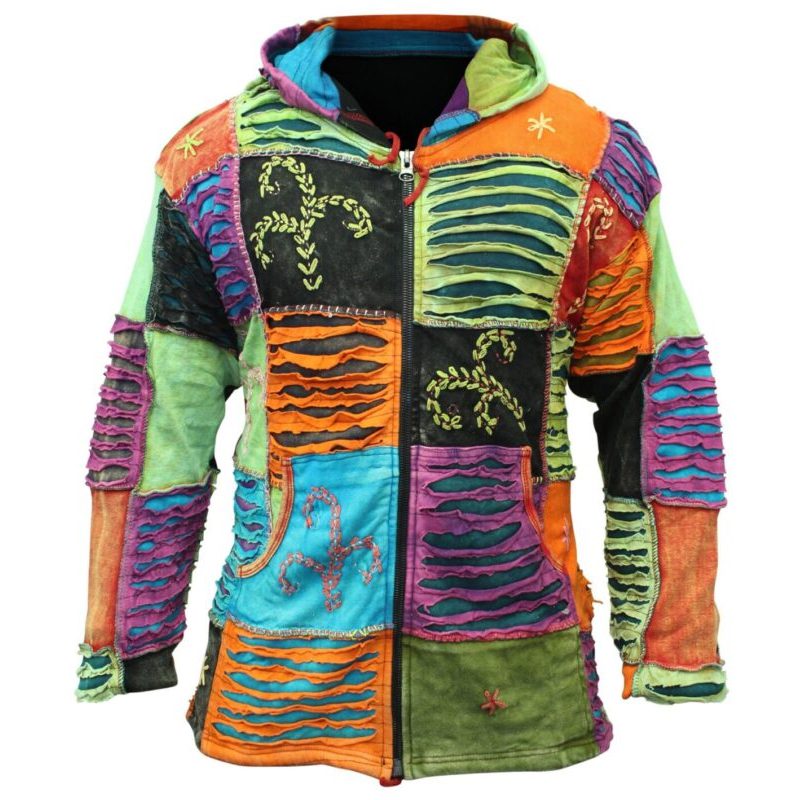 Shopoholic Fashion Mens Multicoloured Ripped Hippy Jacket 